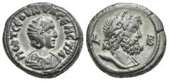 Roman Provincial EGYPT. Alexandria. Philip II, 244-249, for Otacilia Severa. Tetradrachm (Bronze, 22.90 mm, 12.44 g) Year 2 =244/245. Μ ⲰΤ ϹƐΟΥΗΡΑ ϹƐ Μ ϹΤΡΑ. Draped bust right with Stephane. Rev. Laur