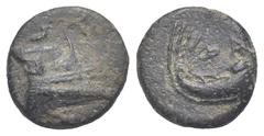 Greek LYCIA. Phaselis. Circa 250-221/0 BC. Chalkous (Bronze, 10.41 mm, 1.29 g). Prow of galley right. Rev. ΦΑΣΗ, Stern of galley left. BMC Lycia, pl. XVI, 10. SNG Copenhagen 123. Sear 5341. About Very