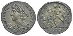 The Staffieri Collection of Alexandrian Coins, 298-618 AD. Constans, 337-350. Maiorina (Bronze, 20.87 mm, 5.53 g). Alexandria, 2nd officina, 348-350. D N CONSTANS P F AVG pearl-diademed, draped, and c
