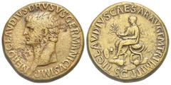 Roman Empire Nero Claudius Drusus, 38 – 9. Sestertius (Bronze, 34.20 mm, 30.97 g). Rome, circa 42-43. Struck under Claudius. NERO CLAVDIVS DRVSVS GERMANICVS • IMP •, bare head left. Rev. TI • CLAVDIVS