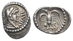 Celtic CELTIC BRITAIN. Trinovantes & Catevellauni. Epatticus, circa 35-43. Unit (Silver, 14.25 mm, 1.16 g). Head of Hercules right wearing lion skin; EPATI before in right field. Rev. Eagle facing sta