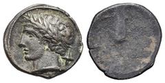 Magna Graecia Etruria. Populonia. 10 Asses. Circa 300-250 BC (Silver, 18.16 mm, 3.16 g). Laureate male head left; behind, X (mark of value). Rev. Blank, with shallow protuberance. EC I, 70.1-141 (O1);