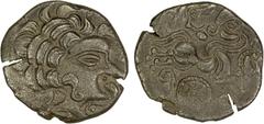 Ancient - Celtic CELTIC: Gaul, Redones, BI stater (6.21g), ca. 80-50 BC, D&T-2315, L&T-6792, imitating Philip II of Macedon, Celticized head of Apollo right // figure driving biga with androcephalic h