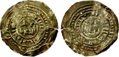 Islamic - Mongol Dynasties GREAT MONGOLS: Anonymous, ca. 12th/14th century, AV burial piece (0.48g), imitating a Fatimid dinar in the name of the Imam 'Amir al-Mansur (1101-1130), copied by the Crusad