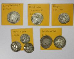 Group Lots - Ancient HEPHTHALITE: LOT of 8 silver drachms, including Göbl-30 (imitation of Sasanian Varhran IV, early Kidarite, VF, slightly chipped); G-32, Vond-4 (Tobazina, Sasanian style, VF, minor