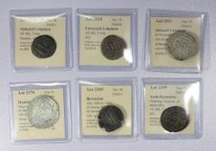 Group Lots - Islamic MEDIEVAL ISLAMIC: LOT of 6 better coins, Arab-Byzantine: Standing Emperor, AE fals, A-3523Q, cursive m reverse, with blundered Greek around (VF); Umayyad: AE fals, A-191X, uncerta