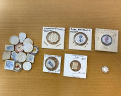 World - Asia & Middle-East THAILAND: LOT of 20 porcelain Siamese gambling tokens, including 11 of various shapes with Chinese text, 8 with birds, crabs, or floral (6 round, 2 rhombus); and one blank b