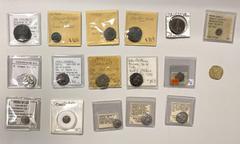 Group Lots - Ancient ANCIENT: LOT of 17 coins, including 1 debased gold: Ghaznavid Ibrahim dinar DM (Ghazna) A-1637.2; 8 silver: Calabria-Tarentum AR nomos, Lucania-Velia AR didrachm, Euboea-Histiaia 