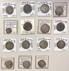 Group Lots - Ancient SASANIAN KINGDOM: LOT of 14 silver drachms, Valkash (G-179, KA mint, undated, VF); Khusro I (G-196, DA, blundered date); Hormizd IV (H-200, GD year 9); and Khusro II (common types