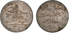 Islamic - Anatolia & Ottoman TRIPOLI: Selim III, 1789-1807, AR 100 para (yuzluk), Tarabalus Gharb, AH1203 year 10, KM-67, much original mint luster, scratch on obverse, a lovely example of this extrem