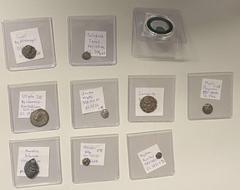 Group Lots - Ancient ANCIENT GREECE: LOT of 10 silver coins, from various locations, including Gaul (Allobroges drachm), Tarentum (obol), Naxos (hemilitron, chipped and repaired), Dyrrhachium (drachm)