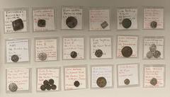 Group Lots - India ANCIENT INDIA: LOT of 24 coins, copper of very base billon unless noted; Indo-Greek: Eucratides I (1, AE square), Menander I (1, AE square), and Hermaios (1, AE tetradrachm); Indo-S