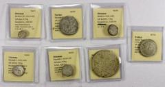 Islamic - Rum (Anatolia) & Ottoman OTTOMAN EMPIRE: LOT of 7 silver coins, including Mehmet III (1 pc, A-1344.2: AR akçe, Kastamonu AH1003, VF); Mustafa I (2, A-1365, onluk, Kostantiniye 1031, VF-EF, w