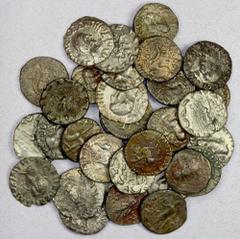 India - Ancient INDO-GREEK: LOT of 34 silver drachms, including 14 drachms of Hermaios (average Fine) and 20 of various Indo-Scythian (average VG, mostly of Azes); most with corrosiion (especially the