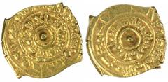 FATIMID: al-Mustansir, 1036-1094, AV ¼ dinar (1.26g), NM, ND, A-721, cf. Nicol-2256 for same calligraphy and arrangement, Extremely Fine.