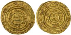 FATIMID: al-Fa'iz, 1154-1160, AV dinar (4.49g), Misr, AH554, A-741, Nicol-2679, with his personal name 'Isa in the obverse center, lovely Very Fine to Extremely Fine, RR. Nicol knew of only one specim