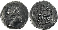 INDO-GREEK: Euthydemos I, ca. 230-200 BC, AR tetradrachm (15.90g), Bop-5B, diademed bust of king / Herakles seated on a rock, holding his club, which rests on a stack of rocks, nice Very Fine.