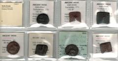 INDO-GREEK: LOT of 7 bronze coins, Euthdemos, Eucratides, Apollodotus I, Menander, Philoxenos, and Hermais (2 pcs), mostly fine or better, lot of 7 coins, ex. John Page Collection.