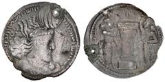 SASANIAN KINGDOM: Hormizd I, 272-273, AR drachm (3.69g), G-36, ribbons from both the crown & his hair-ball, right attendant holds diadem, ex-mount & a few chips at the rim, Fine, RR. Not a particularl