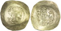 BYZANTINE EMPIRE: Nicephorus III Botaniates, 1078-1081, electrum histamenon (4.27g), S-1881, scyphate, Christ enthroned, right hand raised in benediction, holding Gospels in left hand / emperor standi