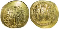 BYZANTINE EMPIRE: Romanus IV Diogenes, 1068-1071, AV histamenon nomisma (4.31g), Constantinople, S-1861, Christ crowning Romanus & Eudocia // Michael, Constantius & Andronicus, all standing, excellent