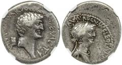 ROMAN IMPERATORIAL PERIOD: Mark Antony and Cleopatra VII of Egypt, AR denarius (3.70g), Alexandria, S-1515, Crawford-543/1, CRI-345, ANTONI ARMENIA DEVICTA, head of M. Antony right;behind, Armenian ti