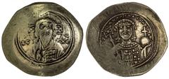 BYZANTINE EMPIRE: Michael VII Doukas, 1071-1078, AV histamenon nomisma (4.34g), Constantinople, S-1868, facing bust of Christ, holding the book of gospels // half bust of emperor, wearing crown & loro