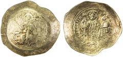 Ancient BYZANTINE EMPIRE: Nicephorus III Botaniates, 1078-1081, electrum histamenon (4.37g), S-1881, Christ entrhoned // emperor standing, holding latarum & globus cruciger, one small flan crack, weak