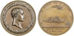 World Coins - Europe FRANCE: AE medal (170.1g), 1821, Bramsen-1844, Slg. Julius-3715, 69mm bronze medal for the Death of Napoleon by Andrieu, laureated head right with laurel wreath around bound with 