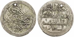 Islamic - Ottoman Empire TURKEY: Mustafa IV, 1807-1808, AR 10 para (3.28g), Kostantiniye, AH1222 year 1, KM-538, pierced, choice VF, R.