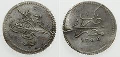 Ottoman Empire EGYPT: Abdul Mejid, 1839-1861, AR 10 para, AH1255 year 1, KM-225, two small edge cracks, better date, EF, ex Hans Wilski Collection.