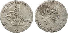 Islamic - Anatolia & Ottoman EGYPT: Ali Bey, rebellion, 1769-1771, AR piastre (40 para) (14.12g), Misr, AH[11]85, KM-117, UBK-36.02, toughra of Mustafa III // mint, date, and name 'ali, average strike