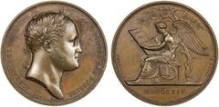 World - Europe FRANCE: AE medal (36.19g), 1814, Diakov 378.1(AR), Bramsen 1464, 40mm bronze medal of Alexander I of Russia on his visit to Paris by Andrieu and Denon, laureated bust right with ALEXAND