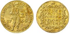 World Coins - Europe HOLLAND: Dutch Republic, AV ducat (3.46g), Holland, 1769, KM-7, EF, ex Ahmed Sultan Collection. During the 15th century, international traders in Western Europe shifted from the f