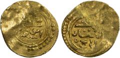 Islamic - Mongol Dynasties ILKHAN: Abu Sa'id, 1316-1335, AV one dinar (0.96g), NM, ND, A-V2191, legends sultan abu sa'id // yek dinar rayij ("one dinar, current"), possibly intended to indicate the ra