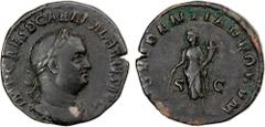 Ancient - Greek & Roman ROMAN EMPIRE: Balbinus, April-July 238, AE sestertius (18.76g), Rome, RIC-19, laureate, draped and cuirassed bust right, IMP CAES D CAEL BALBINVS AVG // Providentia standing le