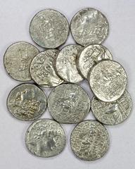 Group Lots - Ancient SELEUKID KINGDOM: Philip I Philadelphos, ca. 95/4-76/5 BC, LOT of 12 AR tetradrachms, all subtypes of SC-2463; average circulated grades, some with light porosity; retail value $1