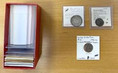 Group Lots - Ancient ANCIENT: LOT of 14 coins, 8 silver, including Greek World: Istros AR drachm (SNG Stancomb-148, F), Larissa AR drachm (BCD-316, VG-F), Tarentum AR nomos (F), Thebes AR Hemidrachm (