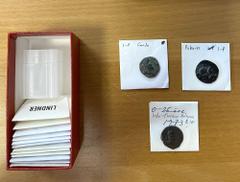 Group Lots - India INDO-GREEK & OTHERS: LOT of 15 bronzes, including Bactria (4): 2 Apollodotos I square units (Bop-6G), 2 Apollodotos II round units (Bop-6C); Indo-Scythian (6): 1 Spalyrises square u