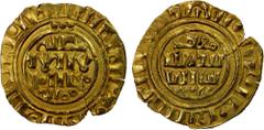 World Coins - Europe CRUSADERS OF TRIPOLI: Anonymous, ca. 1180-1220, AV bezant (3.50g), NM, ND, Ma-5b, derived from Fatimid dinar of al-Mustansir, without Latin legends, scarce variety with three pell