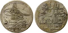 Ottoman Empire TURKEY: Osman III, 1754-1757, AR onluk (10 para) (5.30g), Kostantiniye, AH1168, KM-258, with initial #3, lovely VF.