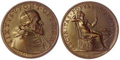 Ausländische Münzen und Medaillen Italien-Kirchenstaat Sixtus V., 1585-1590 Bronzemedaille o.J. von Lorenzo Fragni (genannt "Parmese"). Auf Sicherheit wie Sorgenfreiheit der Römer. 35 mm. Prägung um 1