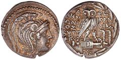 Altgriechische Münzen Attika Athen Tetradrachme "neuen" Stils 118/117 v. Chr. Magistraten Ammonios und Kallias. 16,71 g. sehr schön/vorzüglich, kl. Schrötlingsfehler am Rand. Thompson 590d.