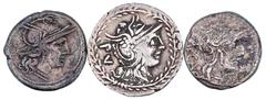Lots antiker Münzen Römer Republik 3 Denare: M. Lucilius, M. Porcius und anonym mit Beizeichen Biene. alle um sehr schön