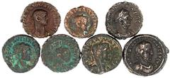 Lots antiker Münzen Römer Provinzialröm. Münzen Alexandria in Ägypten: 7 AE Tetradrachmen des 3. Jh. Claudius Goticus, Gallienus, Tacitus, Aurelian, Maximian (2 X), Diokletian. meist sehr schön
