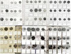 Lots antiker Münzen Allgemein Album mit ca. 260 antiken Münzen. Griechen, Römer. Byzanz, Provinzialen und ein wenig Islam. U.a. Makedonien Drachme Alexander III., Parthien Drachme, 6 röm. Sesterzen, N