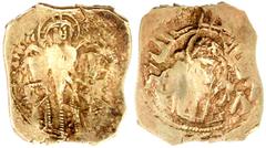 Byzantinische Goldmünzen Byzantinische Goldmünzen, Kaiserreich, Andronicus II. und Michael IX., 1295-1320 Hyperpyron 1295/1320, Constantinopel. Christus krönt beide Kaiser/Maria in Stadtmauer. 4,51 g.