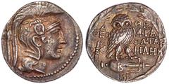 Altgriechische Münzen, Attika, Athen Tetradrachme "neuen" Stils 132/131 v. Chr. Magistraten Theophra, Sotas und Peison. 16,83 g. sehr schön/vorzüglich, schöne Patina. HGC 1602.