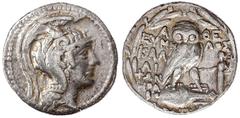 Altgriechische Münzen Attika Athen Tetradrachme "neuen" Stils 108/107 v. Chr. Magistraten Eumelos, Kalliphon und Hera. 16,43 g. sehr schön. Thompson 738d.