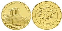 100 Euro 2004 auf die Olympischen Sommerspiele in Athen. Palast von Knossos. 10 g. Feingold. KM 192, Schön 155. Polierte Platte